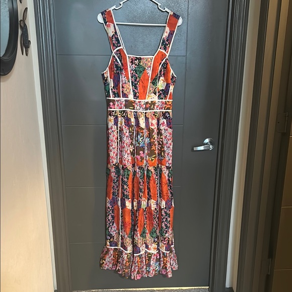 Anthropologie Dresses & Skirts - Anthropologie Orange and White Pleated Maxi Dress